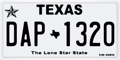 TX license plate DAP1320