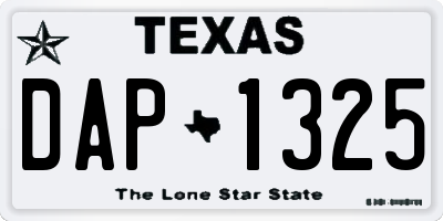TX license plate DAP1325