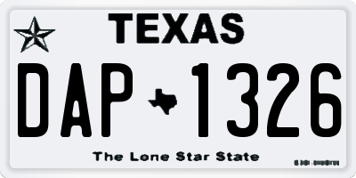 TX license plate DAP1326
