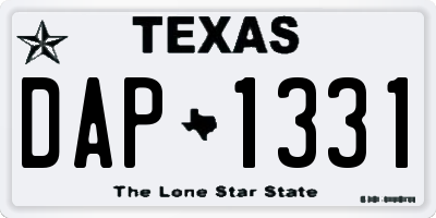 TX license plate DAP1331
