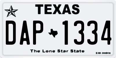 TX license plate DAP1334