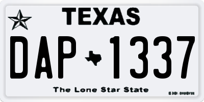 TX license plate DAP1337