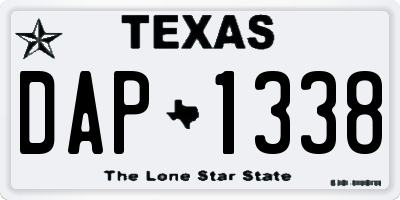 TX license plate DAP1338