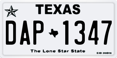 TX license plate DAP1347