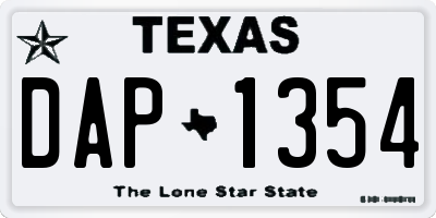 TX license plate DAP1354