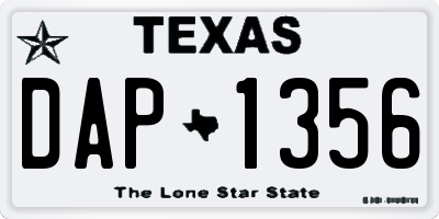 TX license plate DAP1356