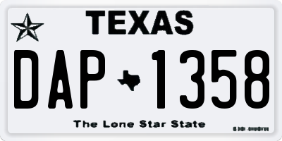 TX license plate DAP1358