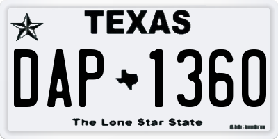 TX license plate DAP1360