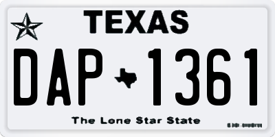 TX license plate DAP1361
