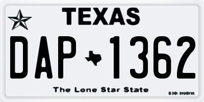 TX license plate DAP1362