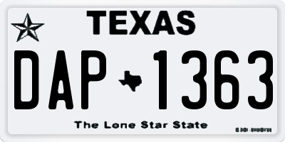 TX license plate DAP1363