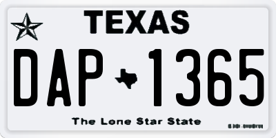 TX license plate DAP1365