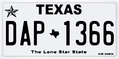 TX license plate DAP1366