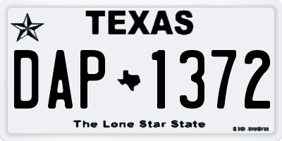 TX license plate DAP1372