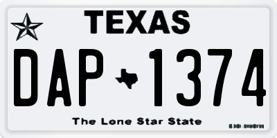 TX license plate DAP1374