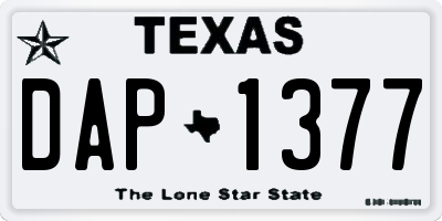 TX license plate DAP1377
