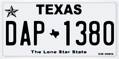 TX license plate DAP1380