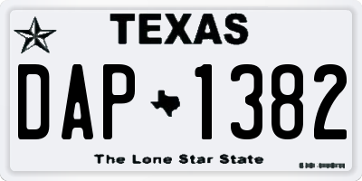 TX license plate DAP1382