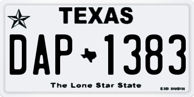 TX license plate DAP1383
