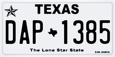 TX license plate DAP1385