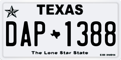 TX license plate DAP1388
