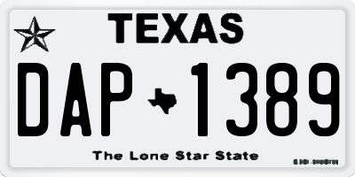 TX license plate DAP1389