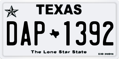 TX license plate DAP1392