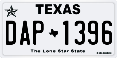 TX license plate DAP1396