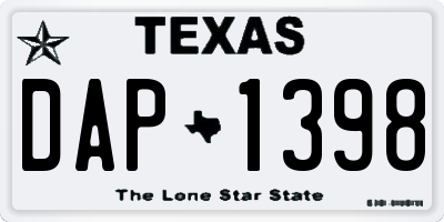 TX license plate DAP1398
