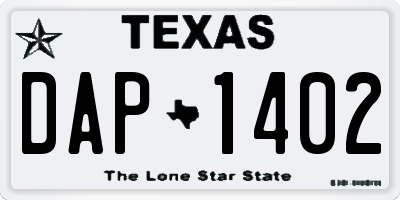 TX license plate DAP1402