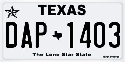 TX license plate DAP1403