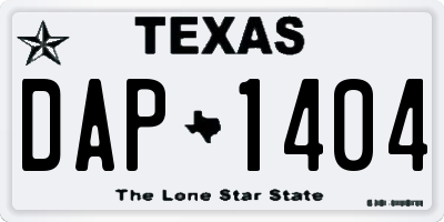 TX license plate DAP1404