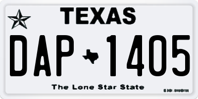 TX license plate DAP1405