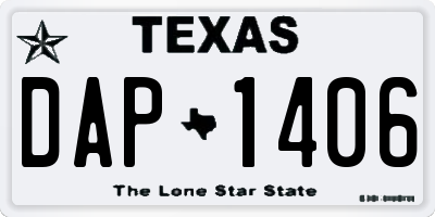 TX license plate DAP1406