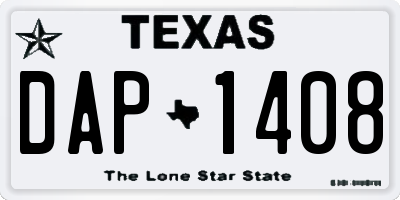 TX license plate DAP1408
