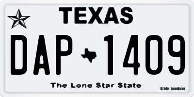 TX license plate DAP1409