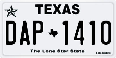 TX license plate DAP1410