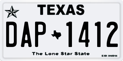TX license plate DAP1412