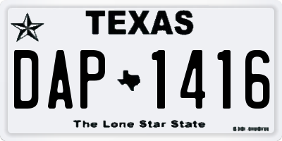 TX license plate DAP1416