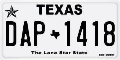 TX license plate DAP1418