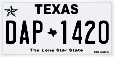TX license plate DAP1420