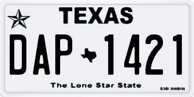 TX license plate DAP1421