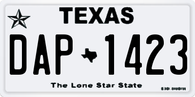 TX license plate DAP1423