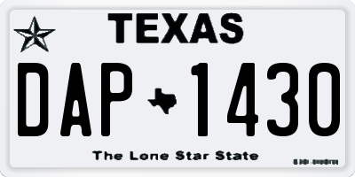 TX license plate DAP1430