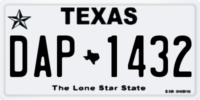 TX license plate DAP1432