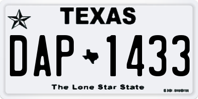 TX license plate DAP1433