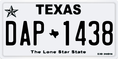 TX license plate DAP1438