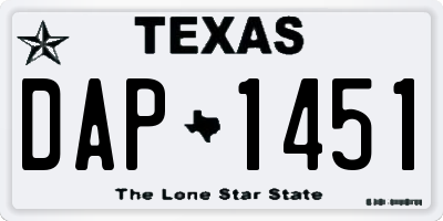 TX license plate DAP1451