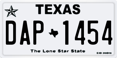 TX license plate DAP1454