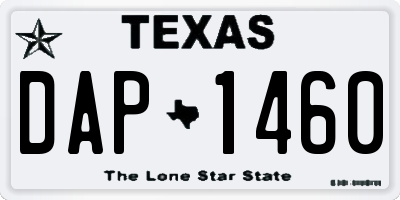 TX license plate DAP1460